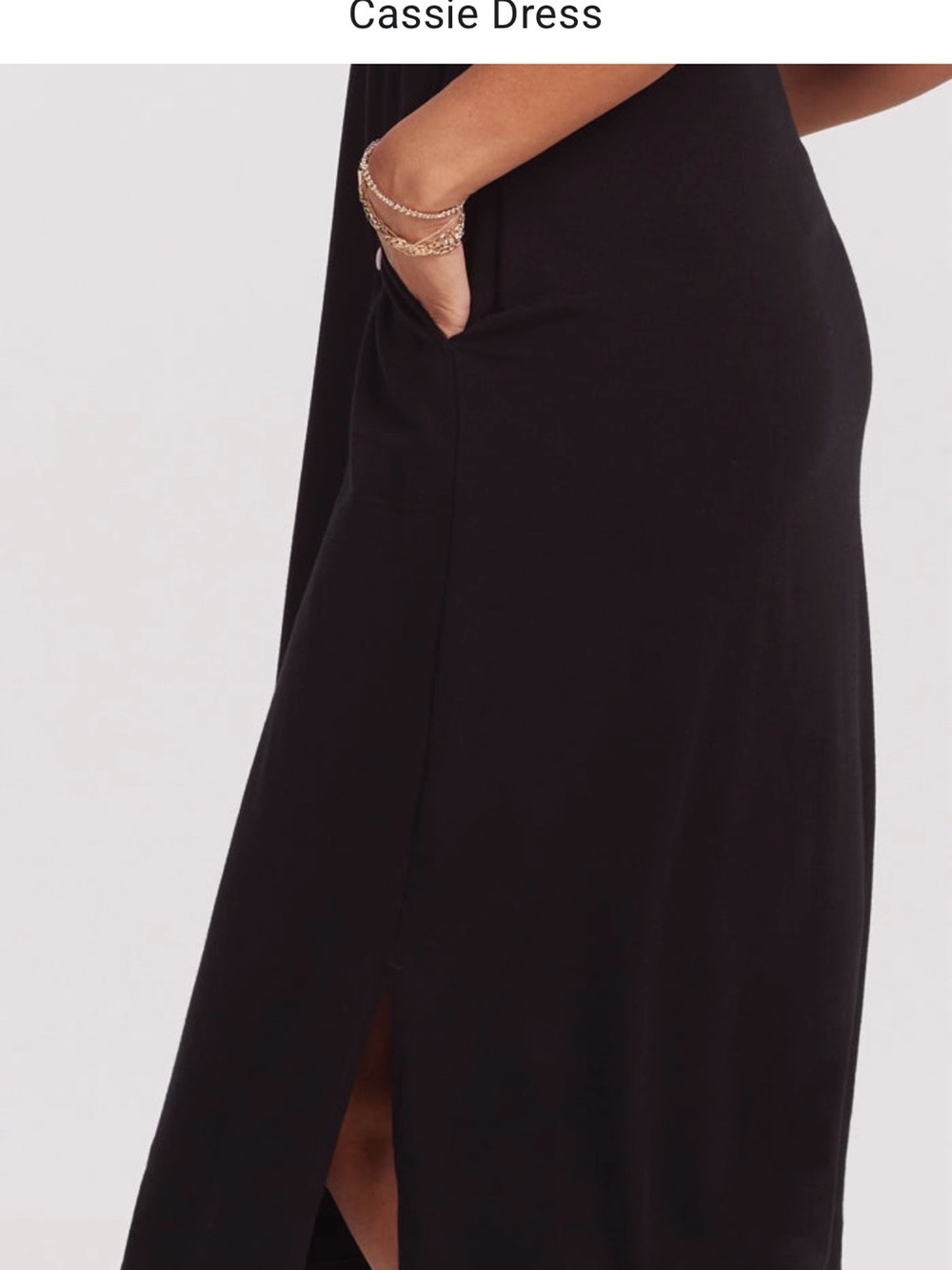 Woolx Sleek Black Sleeveless Midi Dress with pockets size L Cassie - Picture 5 of 6